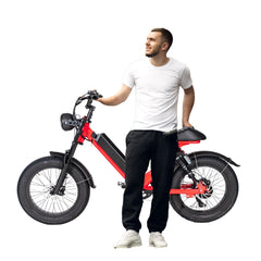 Electric Fat tyre Bike 48 v  with lights pedal and removable battery- Red 