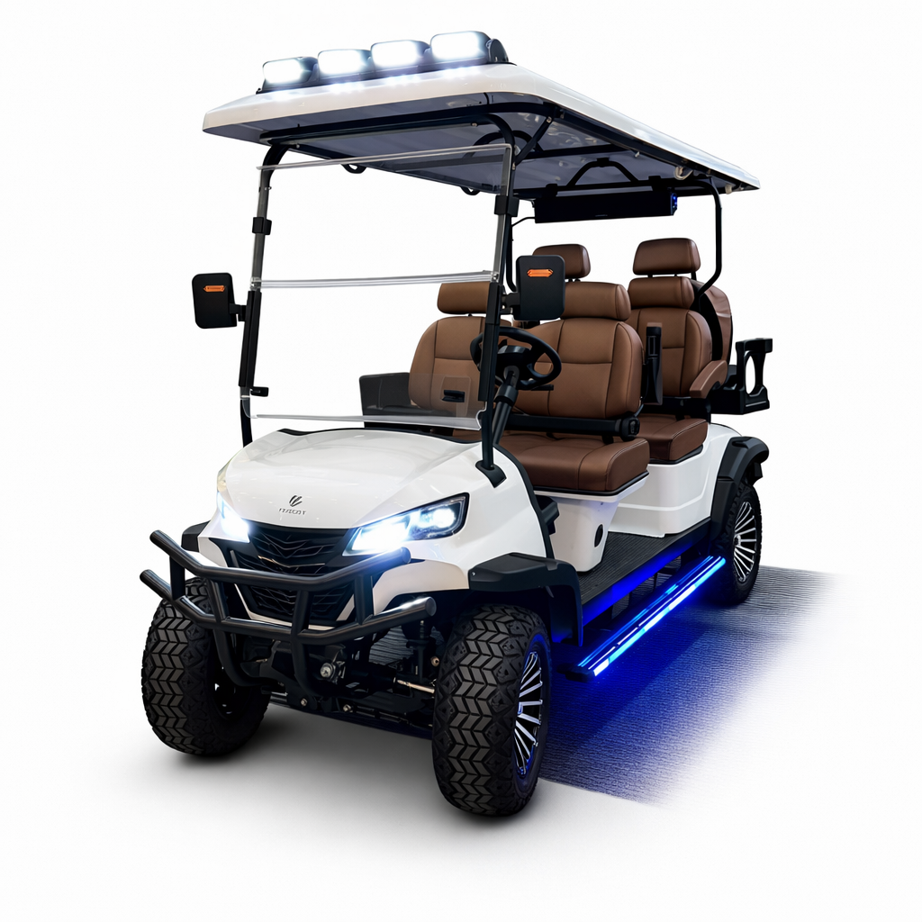 Megawheels Signature Lifted 6 Seater off roadGolf Cart Front Facing 60 V With Mag Wheels & Warranty