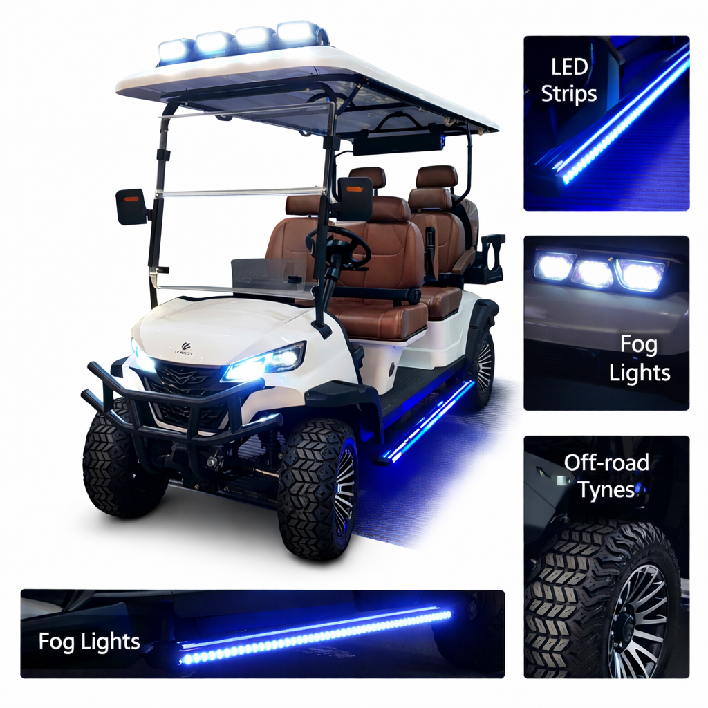 Megawheels Signature Lifted 6 Seater off roadGolf Cart Front Facing 60 V With Mag Wheels & Warranty