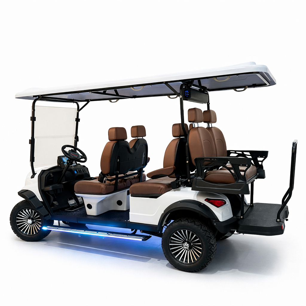 Megawheels Signature Lifted 6 Seater off roadGolf Cart Front Facing 60 V With Mag Wheels & Warranty