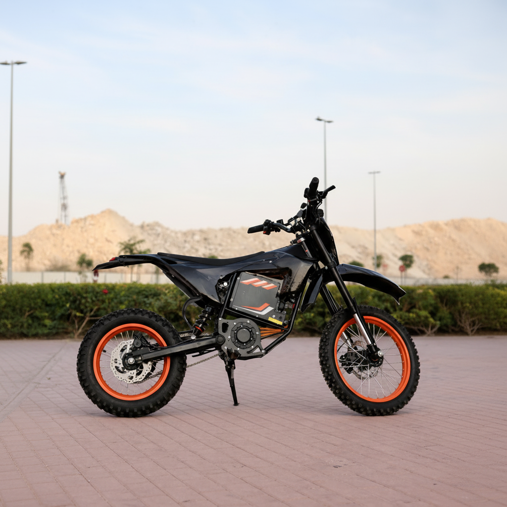 Black electric s03 bike with orange rims 