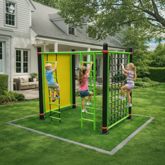 Children playing on a colorful playground 