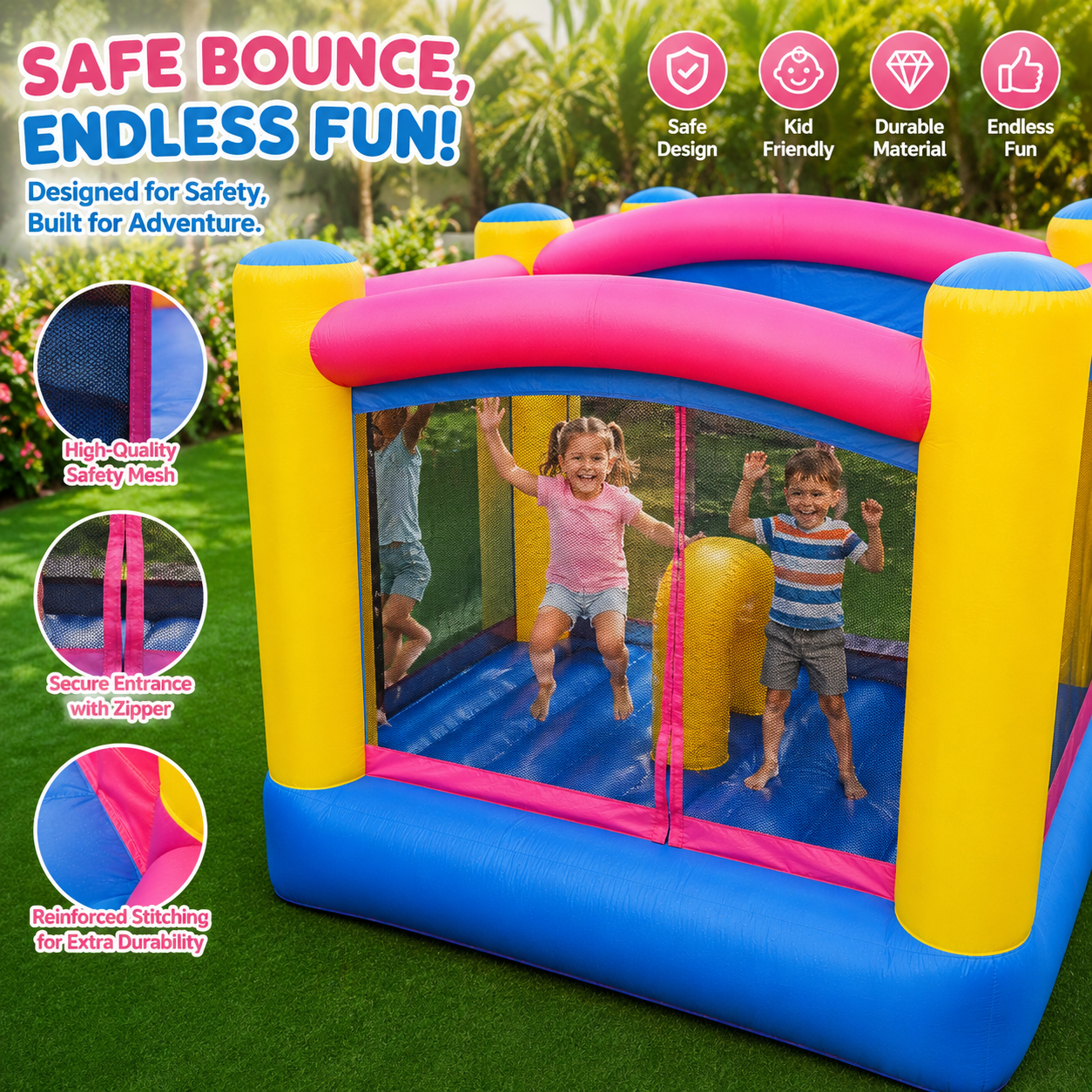 Megastar Kids Inflatable Galaxy Backyard Fun Bounce & Slide 4.6 m x 3 m  x 2.236 m