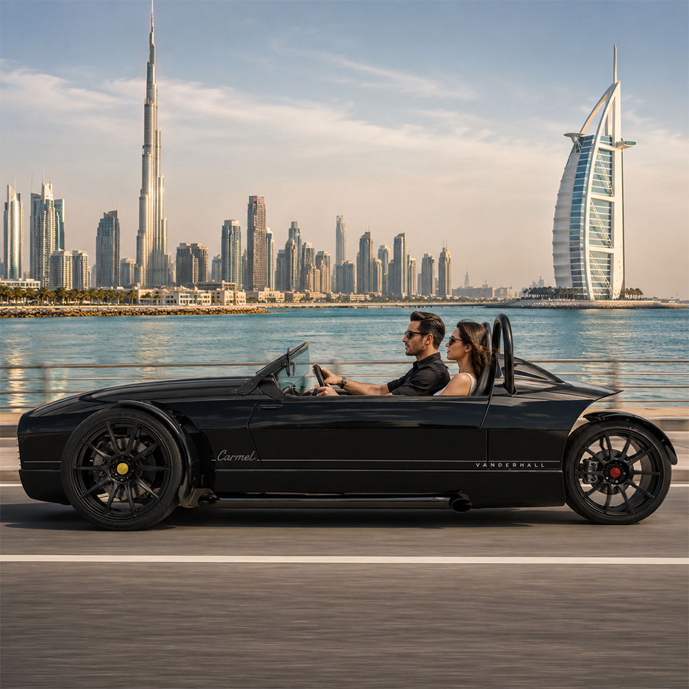 VANDERHALL Carmel Blackjack at Rafplay – Premium Luxury 3-Wheel Roadster in Dubai UAE