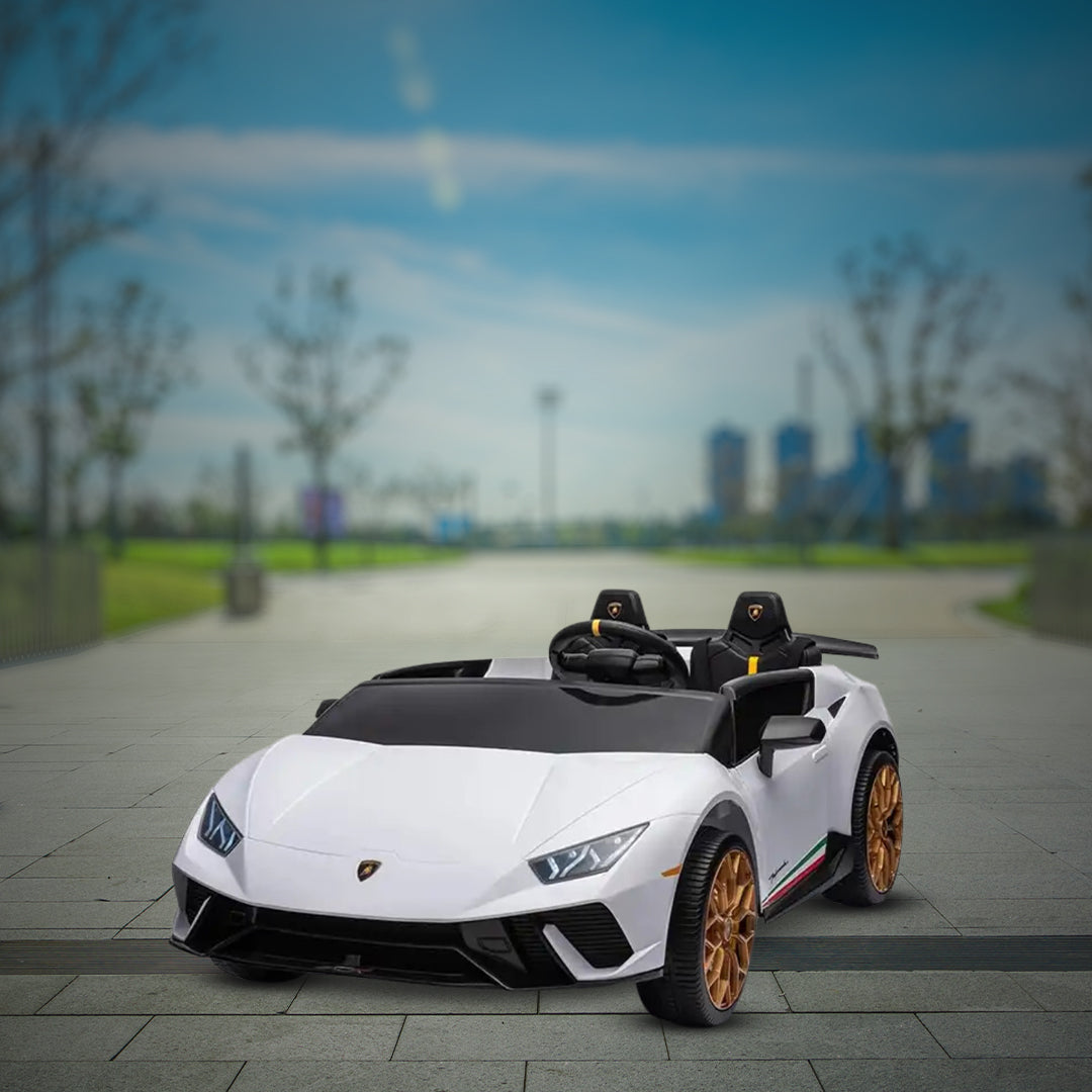 Megastar Ride On Licensed Lamborghini Electric Car for Kids XXL Big 2 Seater 24V-White