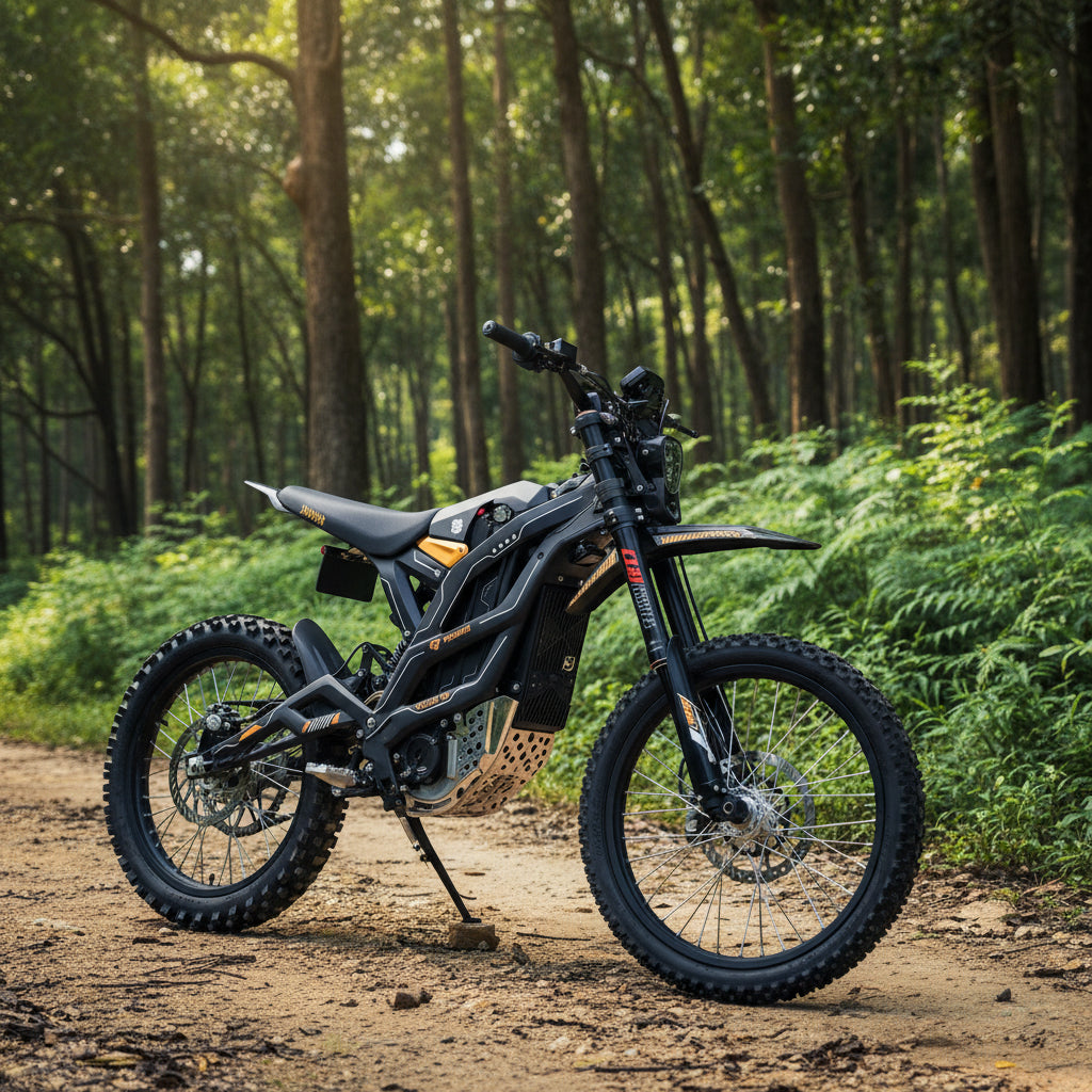 Black 79BIKE-Falcon GT Electric Dirt Bike on grass 