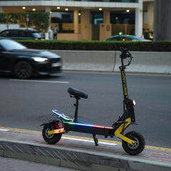 An electric scooter on a city street 