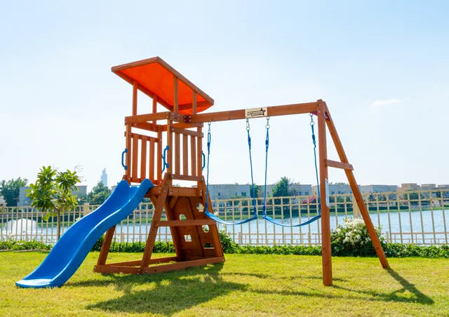 Megastars Dynamic Sports Arabian Cat Wooden Swing Set -(261.7 x 263.1 x 228.6 CM)