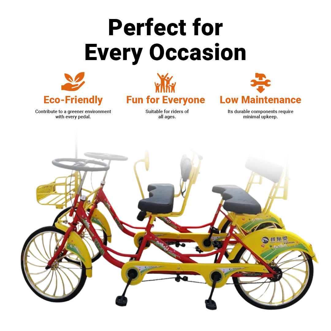 Megawheels Surrey Quadricycle Tandem Bike Seater With Roof and