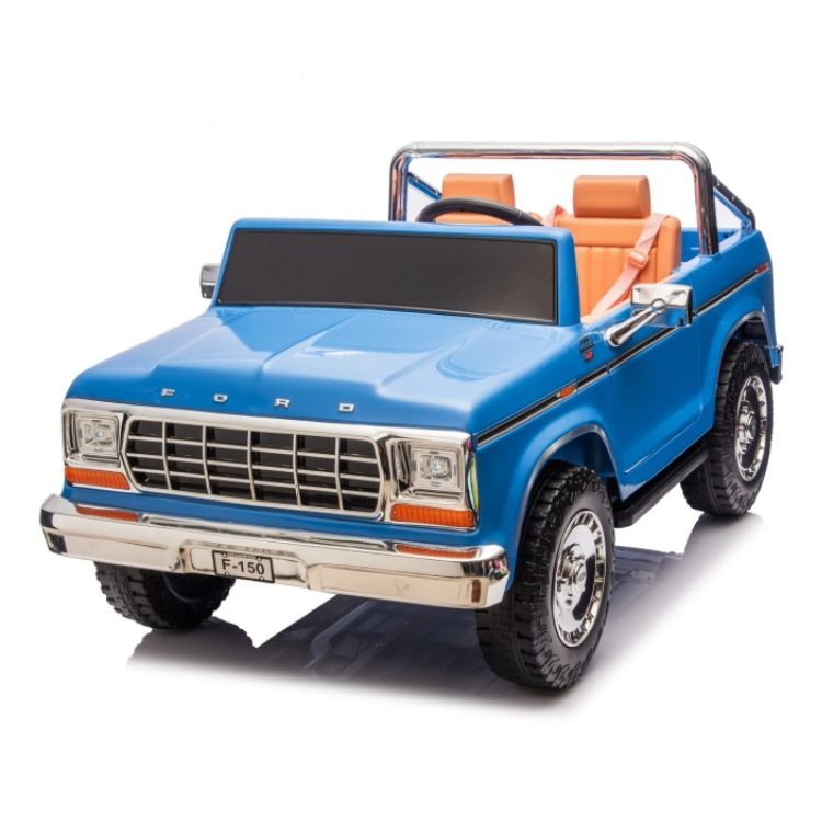 Blue toy truck with orange interior, Leather Seats