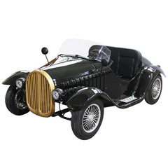 Black vintage car with gold grille