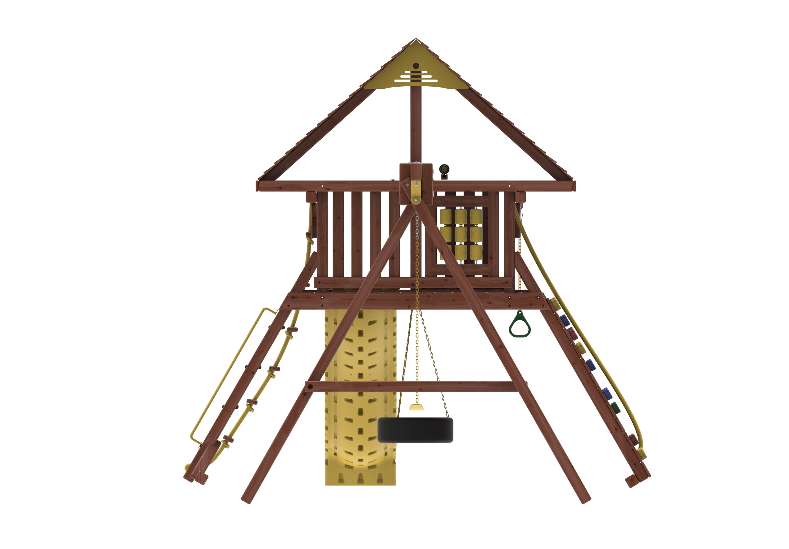 Kiddoro Discovery Den with slide, swing, and climbing wall 