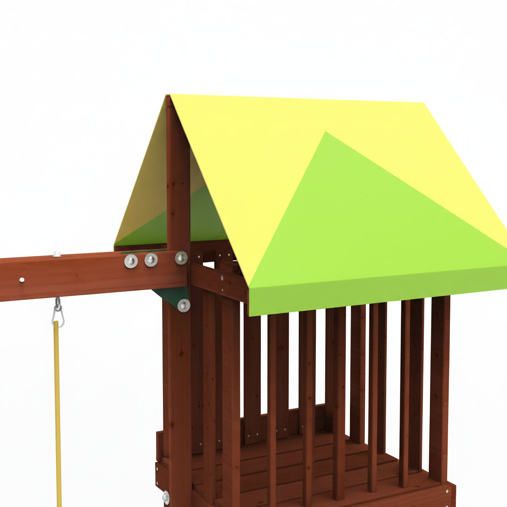 Children's playset with a green and yellow roof 