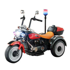 Red Megastar Electric Police Tricycle for Kids 12V Ride On Toy with Lights