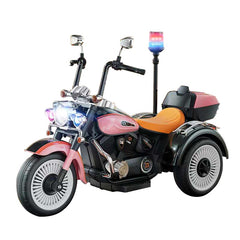 Pink Megastar Electric Police Tricycle for Kids 12V Ride On Toy with Lights and Music