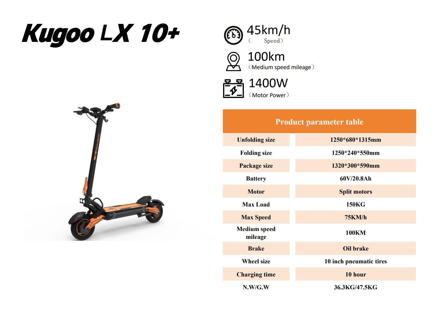 Kugoo LX10+ Off-Road Electric Scooter Features