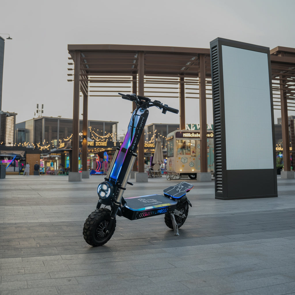 Electric scooter on a city street with modern Style