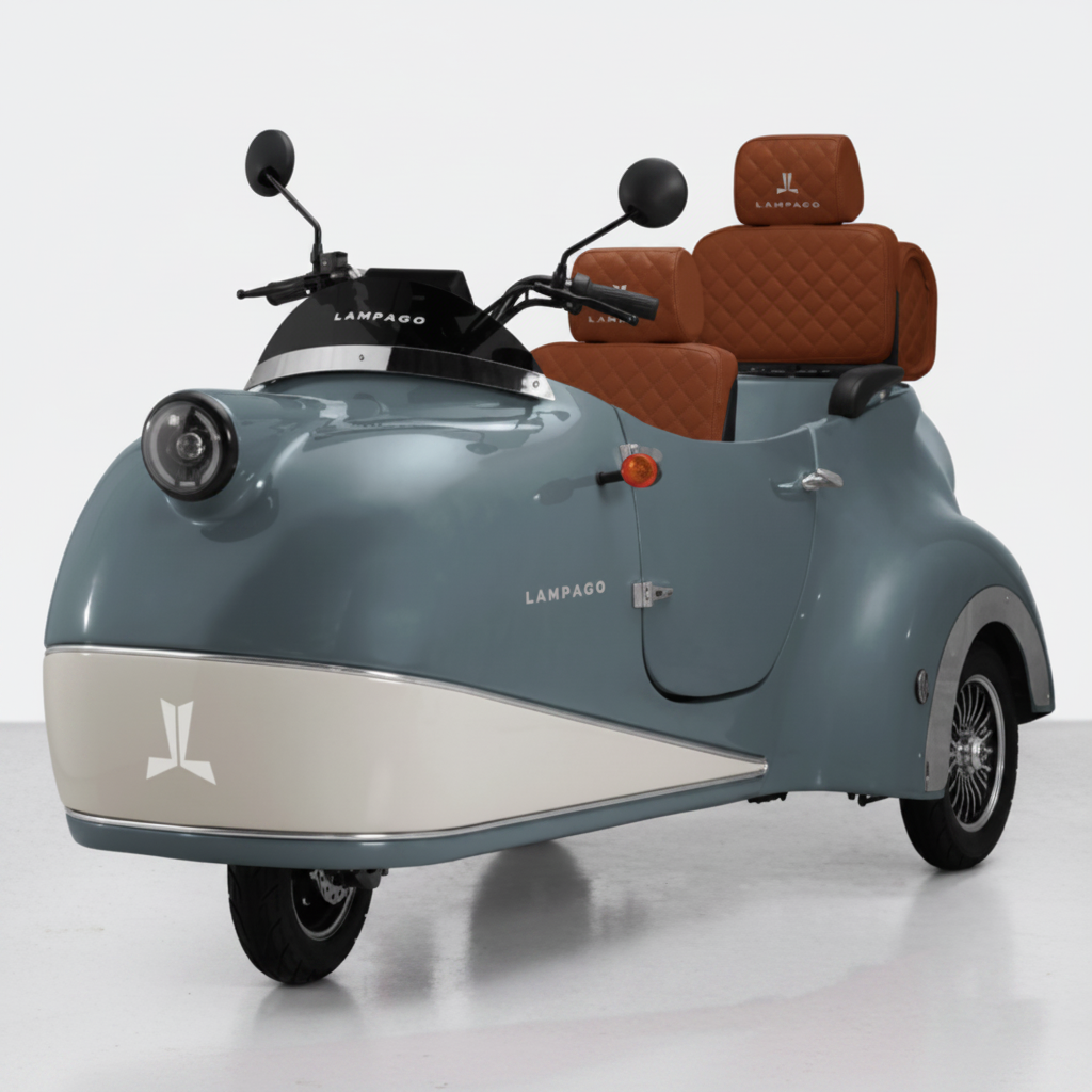 Electric Scooter with Premium Brown Quilted Leather Seats