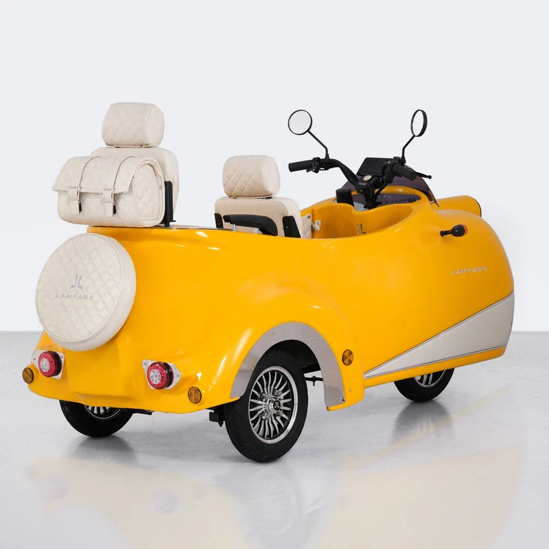 Yellow sidecar Electric Scooter with Spacious Rear Luggage Box
