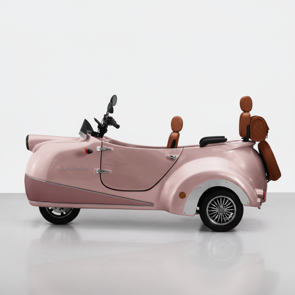 Side view of Stylish Electric Scooter with Vintage Luxury Design