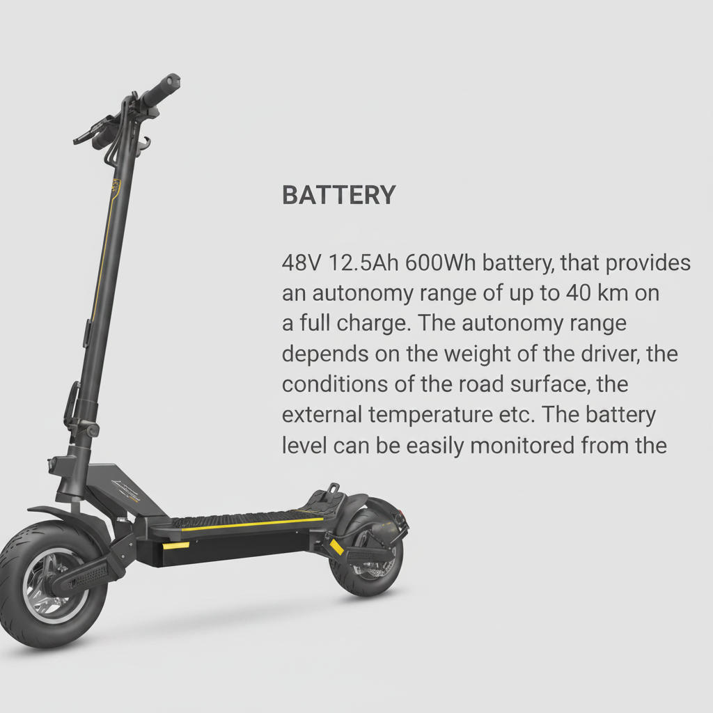 A Lamborghini ALEXT Urban Pro Electric Scooter with 48V 12.5Ah 600Wh battery, up to 40 km autonomy range