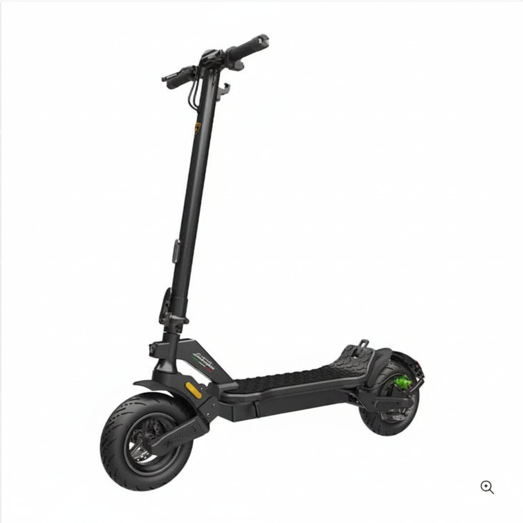 A black 48 v Lamborghini ALEXT Urban Pro aDULT  Electric Scooter with thick tyres