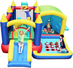 Megastar 7 in 1 Inflatable Sports Fun Bounce House With Slide, Toddler Jump Bouncy Castle With Ball Pit for Indoor Outdoor Birthday Party Gifts Multicolor