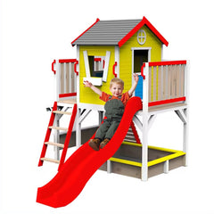 Megastar Cedar Log & Tree Wooden Playhouse With Slide, Tower & Tunnels - 200*243*295 CM