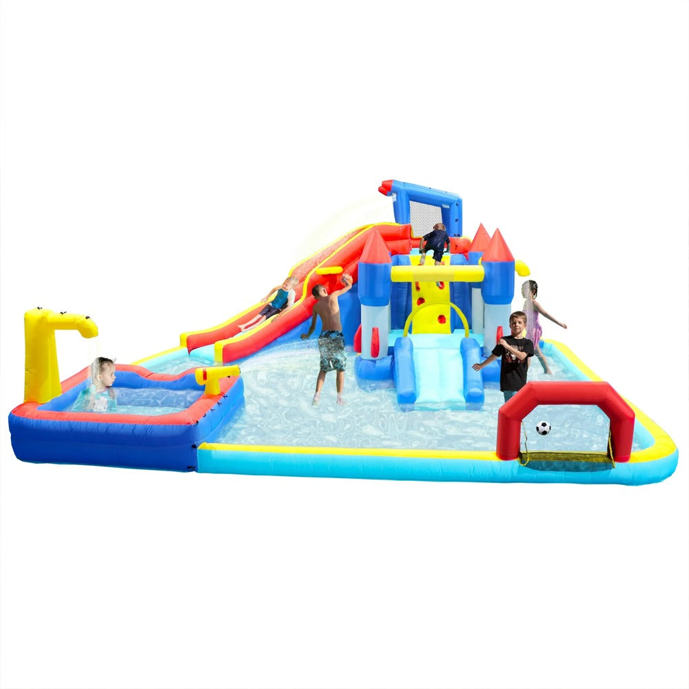 Megastar 10 in 1 Inflatable H20 Water Fight Bounce House Water Park for Kids,Slide Waterslide With Splash Pool & Basketball & Climbing Wall & Dual Pools & Soccer - Includes Blower - 18.92ft X 17.08 Ft X 8.08ft