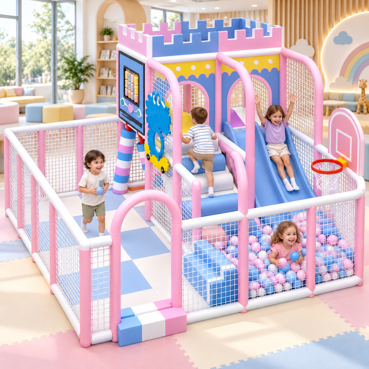 MegaStar RoyalQuest Kids Indoor Playground 4 kids Playing in it