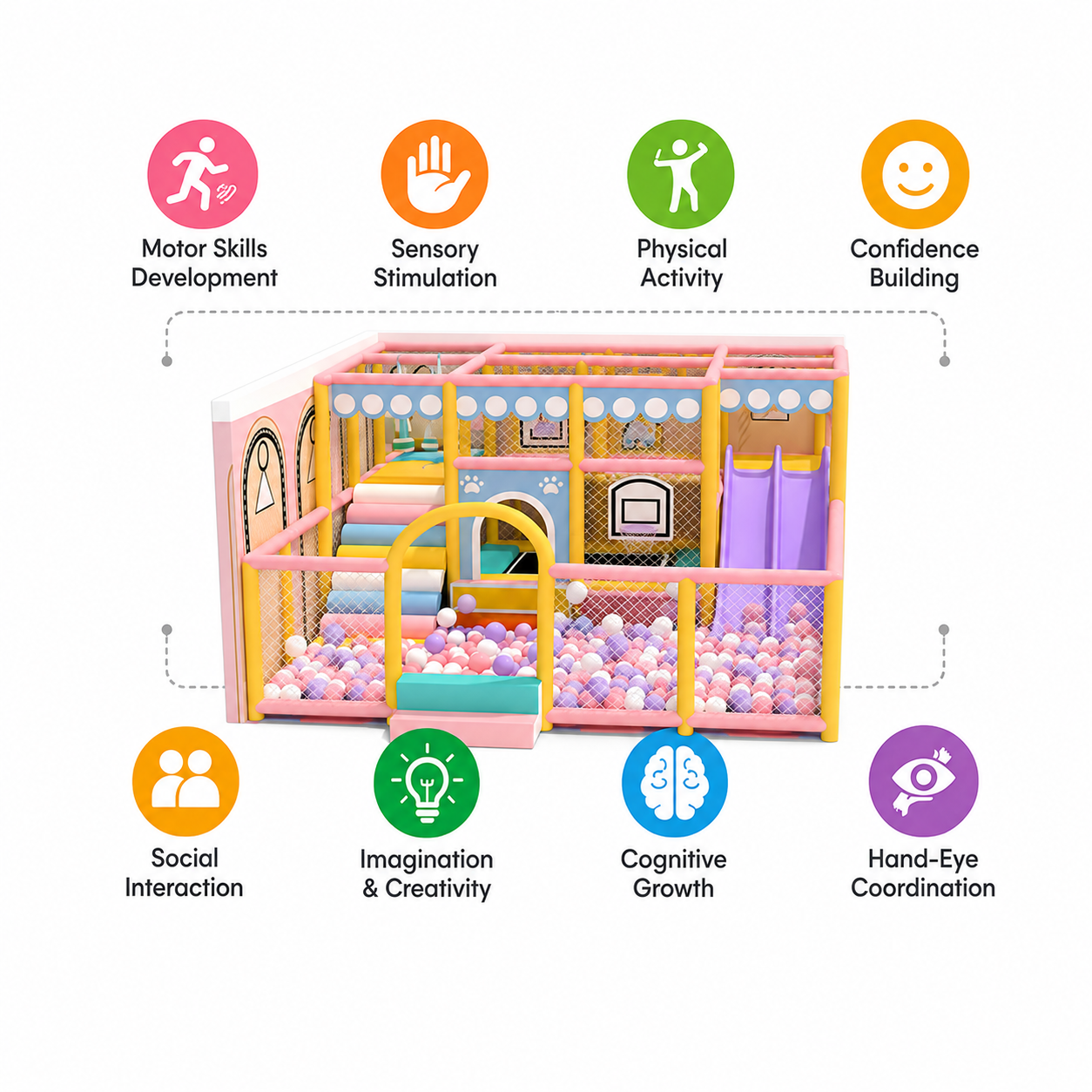 Megastar pastel shaded PlayVista Kids Indoor Soft play sensory playset 