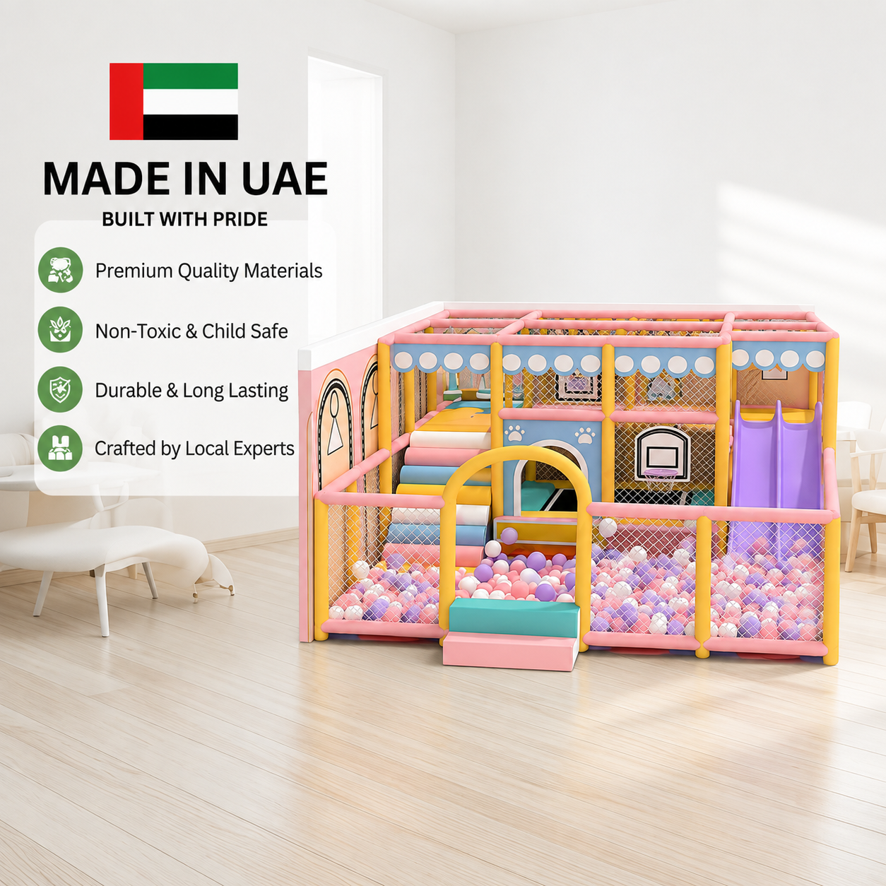 Megastar PlayVista Kids Indoor Soft Playset with Ball Pit Slide 4.0mx_5.0m x 2.0m 
