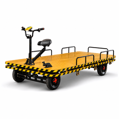 A Four-wheeled electric cargo cart with a yellow platform 1.6 Metre