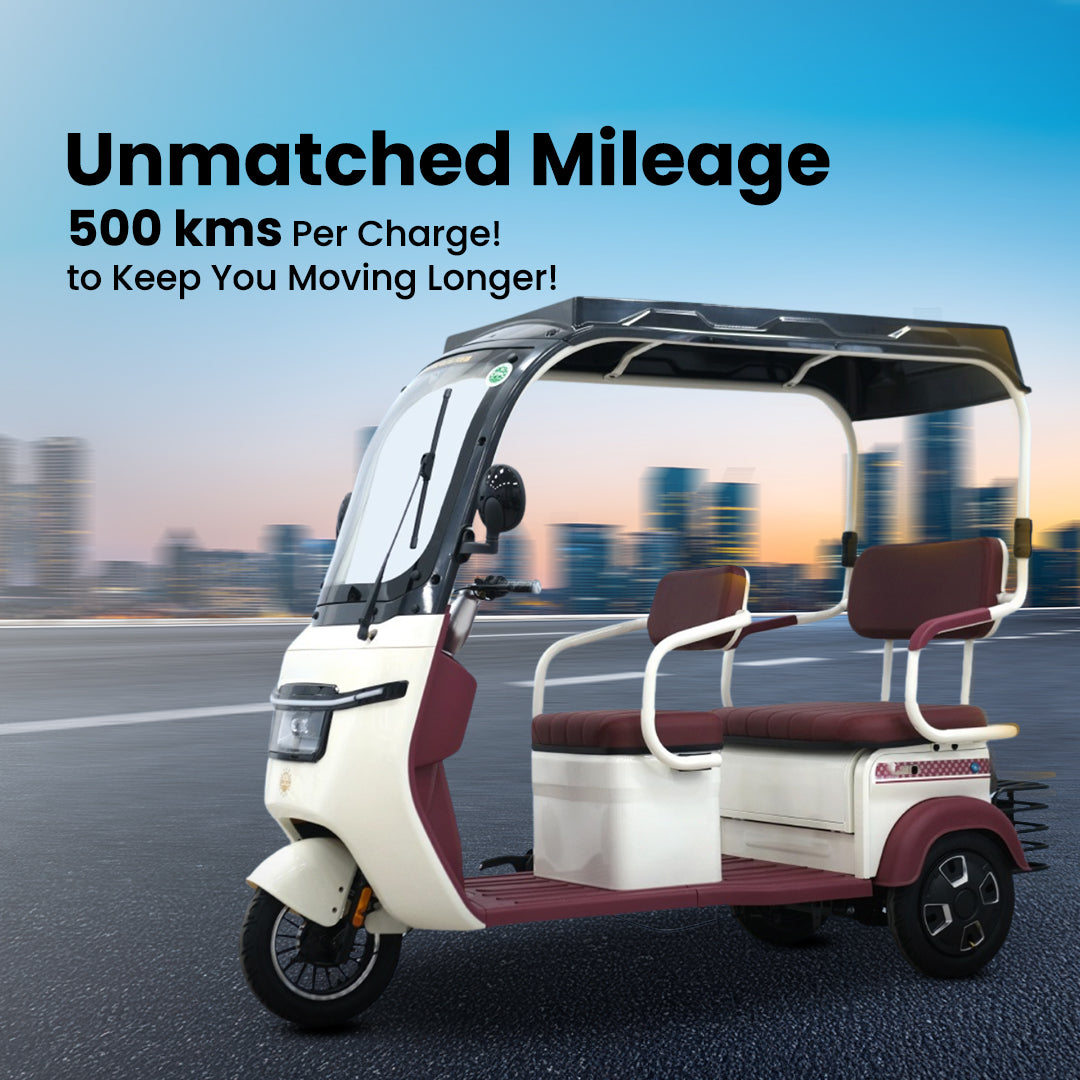 Megawheels Solar Electric Hybrid Commander Adult Tricycle 3 passenger Scooter With Roof Long Range of 500 kms per charge