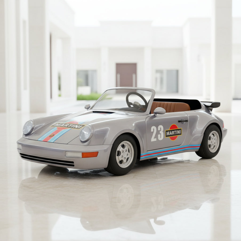Mini Porsche Martini Edition electric drift go kart in silver