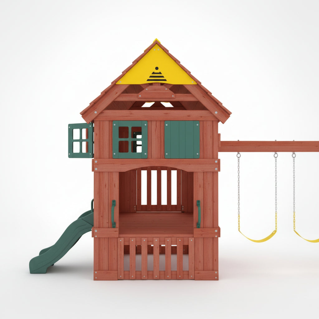 Kiddoro Playful Peaks playhouse with green window