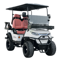 Pre-Owned Green Rider Lifted Electric Golf Cart On a white background