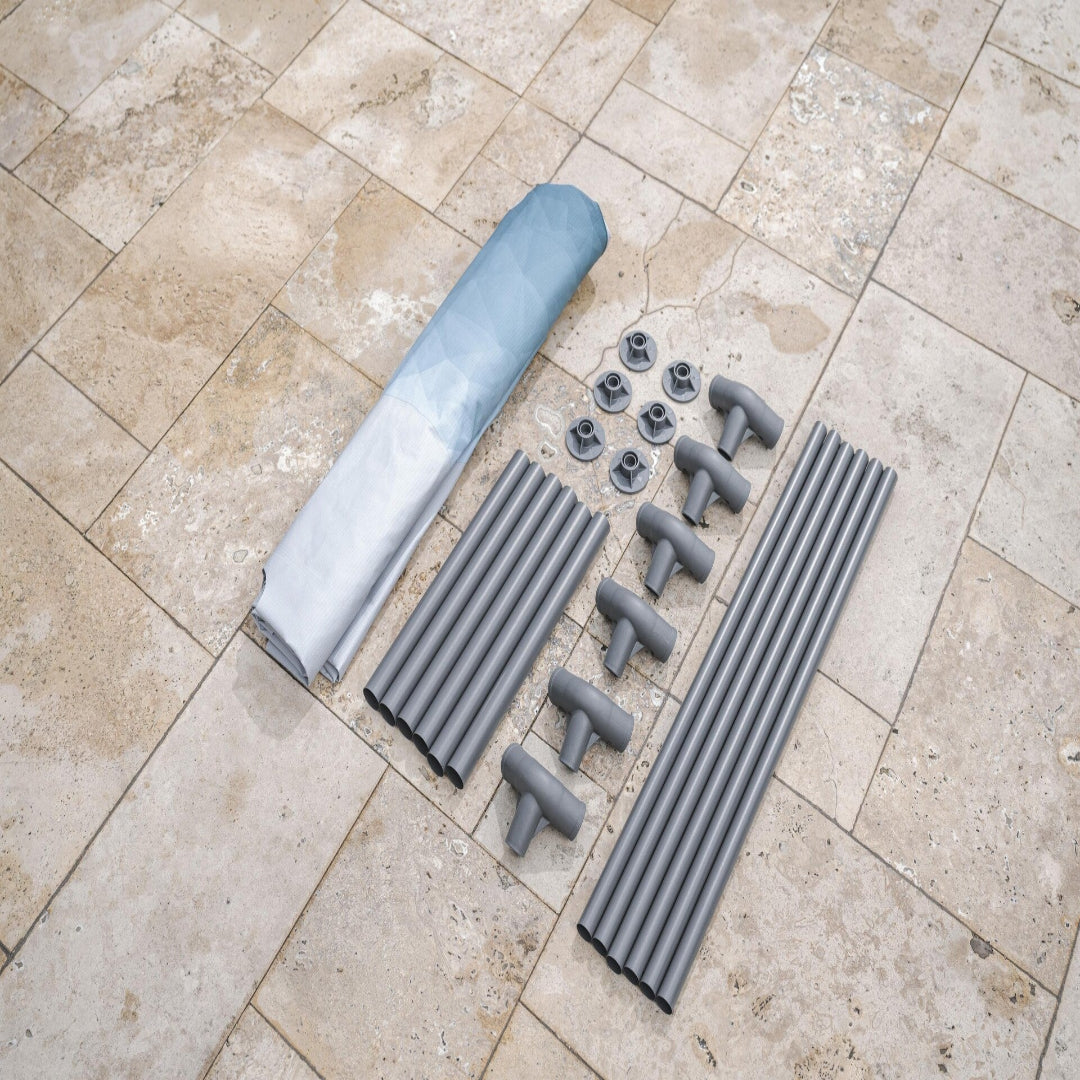 Set of  metal pipes and connectors