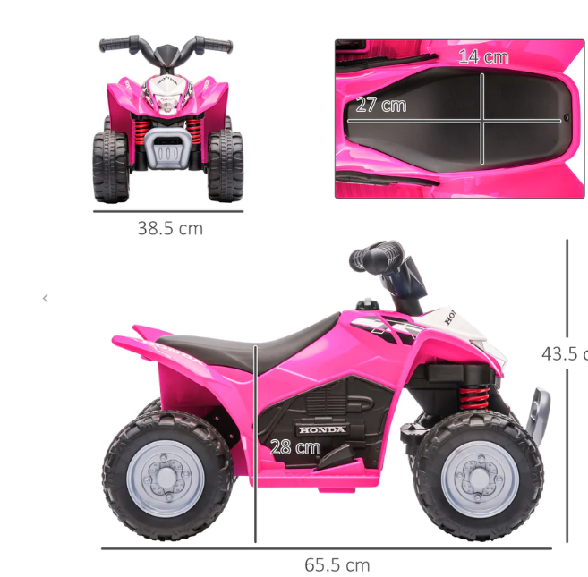Megastar RIDE ON Licensed Honda ATV Quad bike for little riders-pink