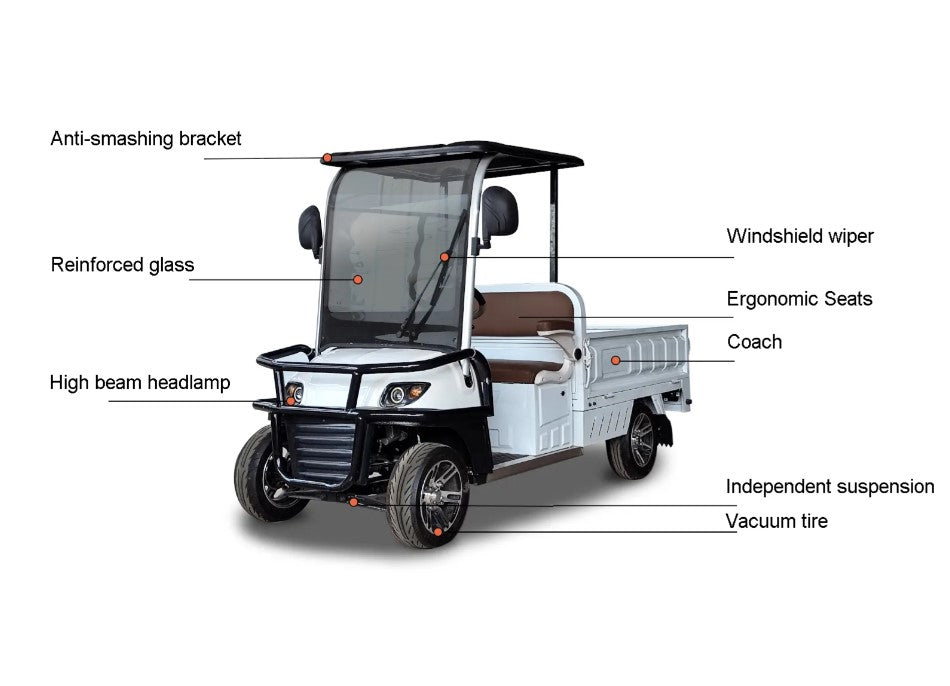 Megawheels Cruisemaster Golf Cart 2 Seater With Long Cargo Utility Box 60 V