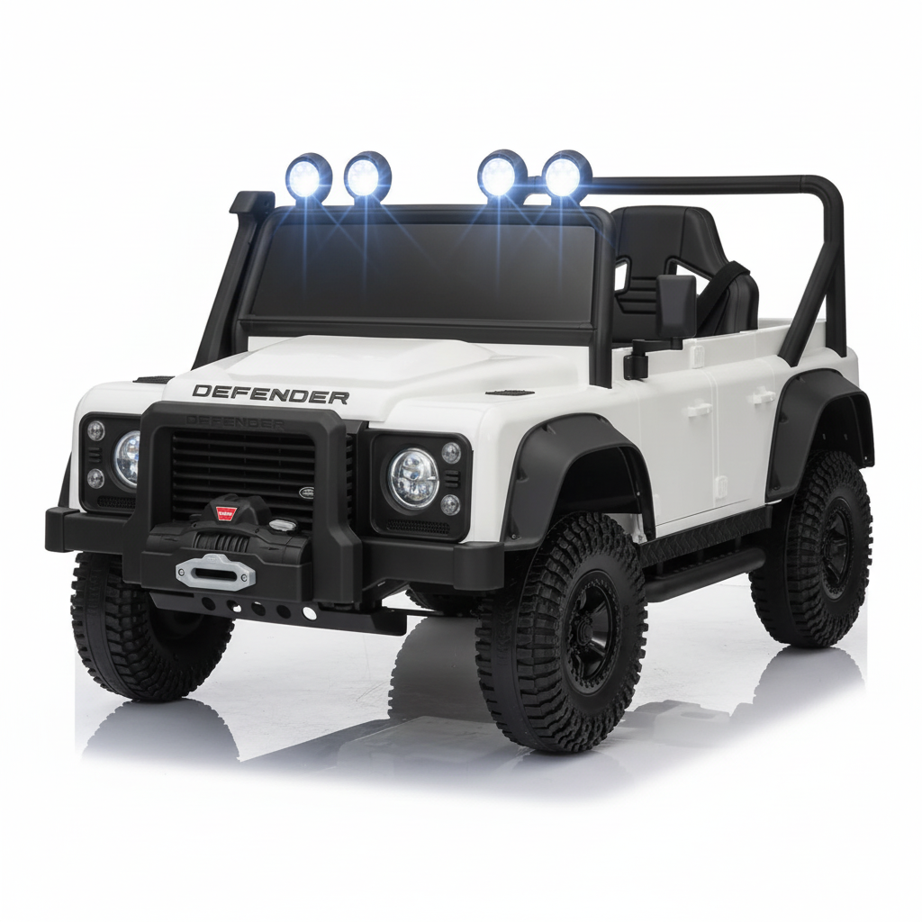 White Land Rover Defender Ride-On 12 V Electric Car for Kids