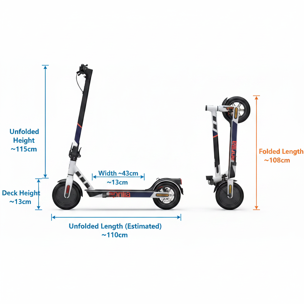 Dimensions of the Foldable Aprilia E-Scooter