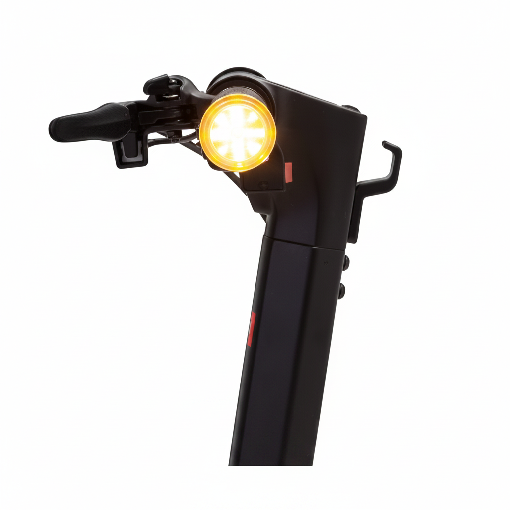 E Scooter light attached to handlebars