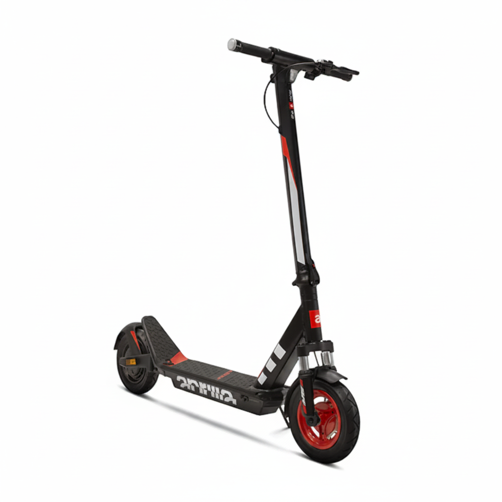 Black electric scooter with red accents 