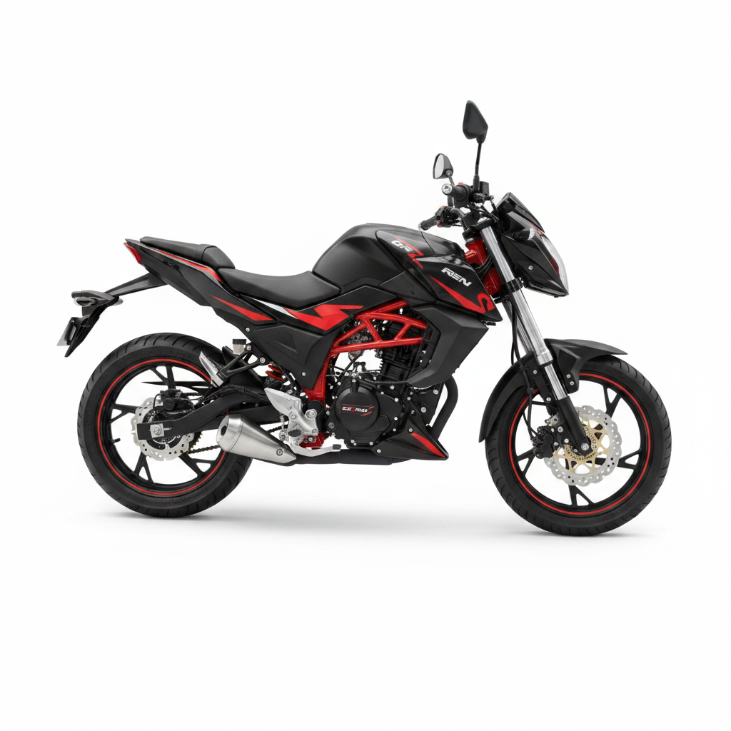 Side View of Black red Xeron SS 150cc Single Cylinder 4 Stroke 5 Speed Manual motorcycle Bike for Adults