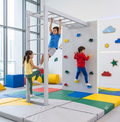 Megastar Customized White AeroClimb Pro Kids Indoor Climbing Gym UAE 3 kids playing in it