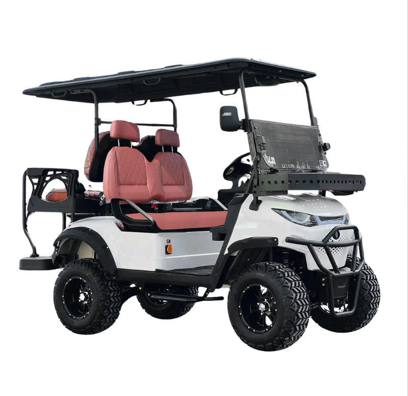 Pre-Owned Green Rider Lifted Electric Golf Cart  on a white background