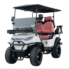 Pre-Owned Green Rider Lifted Electric Golf Cart Front angle