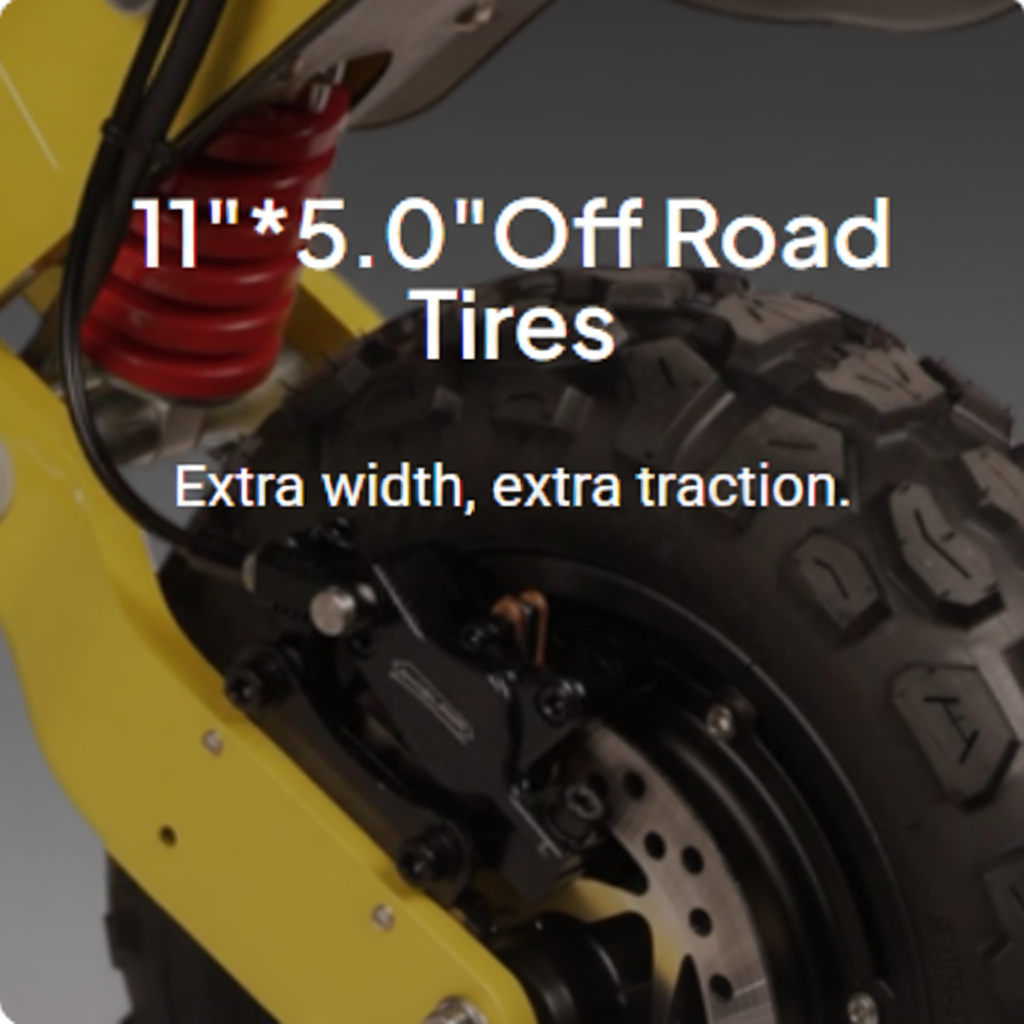 Off-road tire and 'Extra width, extra traction.'