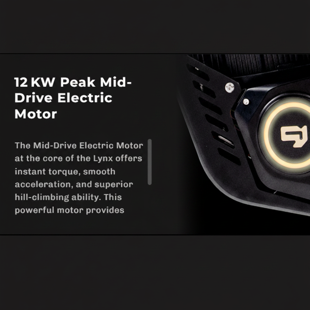 Close-up of a 12 KW Peak Mid-Drive Electric Motor of the 72 v off road it bike